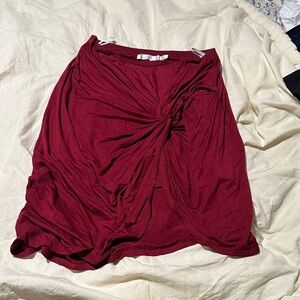 Lovers + Friends Asymmetrical Burgundy Skirt